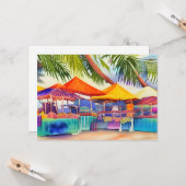 ビーチフロント市場の屋台の水の色のグリーティング カード (正面/裏面インサイチュ)