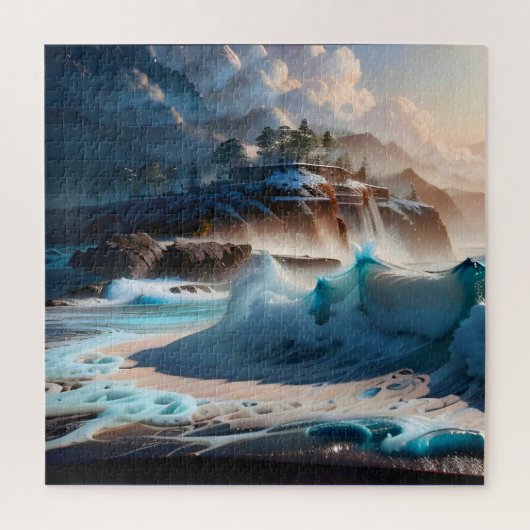ビーチフロント海波風景1 ジグソーパズル (縦)