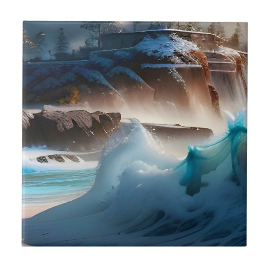 ビーチフロント海波風景1 タイル (正面)