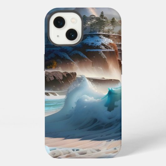 ビーチフロント海波風景1 iPhoneケース (裏面)