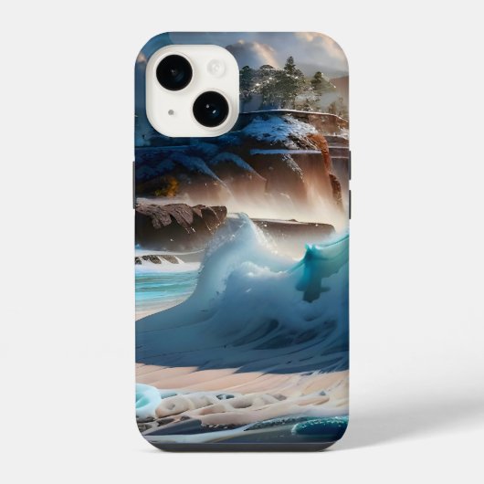 ビーチフロント海波風景1 iPhoneケース (裏面)