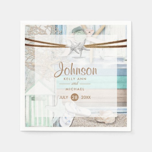 ビーチフロント結婚ズ スタンダードカクテルナプキン (正面)