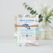 ビーチフロント結婚ドルフィンの – 日付を保存 案内ポストカード (スタンド正面)