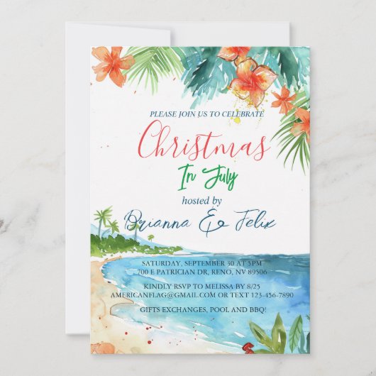 ビーチフロントIクリスマス7月 招待状 (正面)