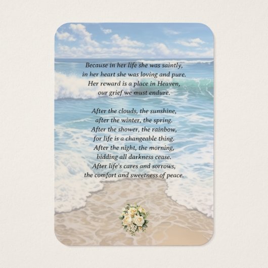 ビーチフローラ写真記念祈りの言葉カード (裏面)