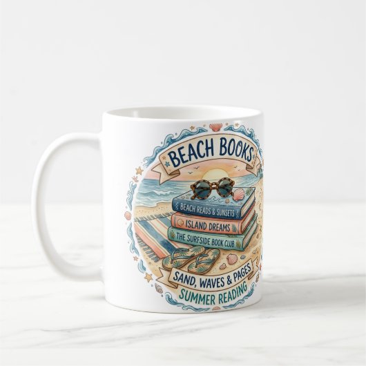 ビーチブック 夏の読書デザイン  コーヒーマグカップ (左)