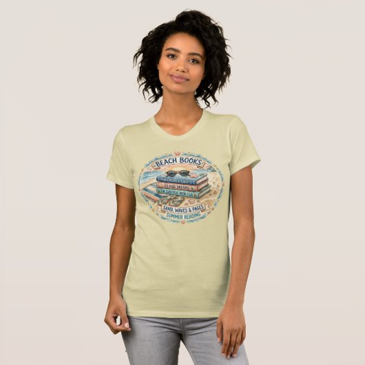 ビーチブック 夏の読書デザイン Tシャツ (正面フル)