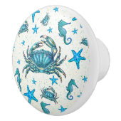 ビーチブモダンルガニヒトヒトデの海馬の輝き セラミックノブ (右)