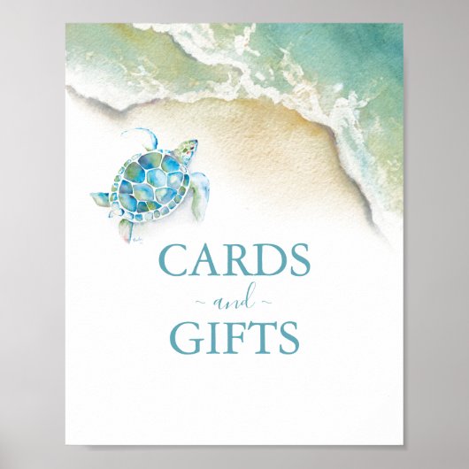 ビーチブライダルシャワーカードとギフトサイン ポスター (正面)