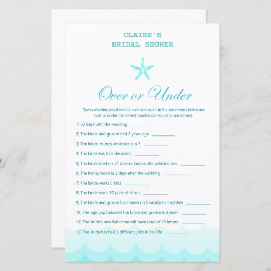 ビーチブライダルシャワーゲ航海のーム、マーメイド (正面/裏面)