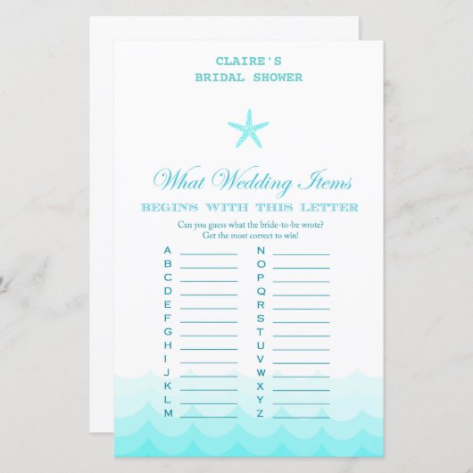 ビーチブライダルシャワーゲ航海のーム、マーメイド (正面/裏面)