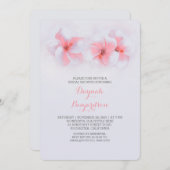 ビーチブライダルシャワーサンゴハイビスカスフラワー 招待状 (正面/裏面)