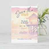 ビーチブライダルシャワーサンセットコースタルザデイツ 招待状 (スタンド正面)