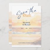 ビーチブライダルシャワーサンセットコースタルザデイツ 招待状 (正面/裏面)