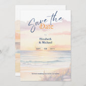 ビーチブライダルシャワーサンセットコースタルザデイツ 招待状 (正面/裏面)