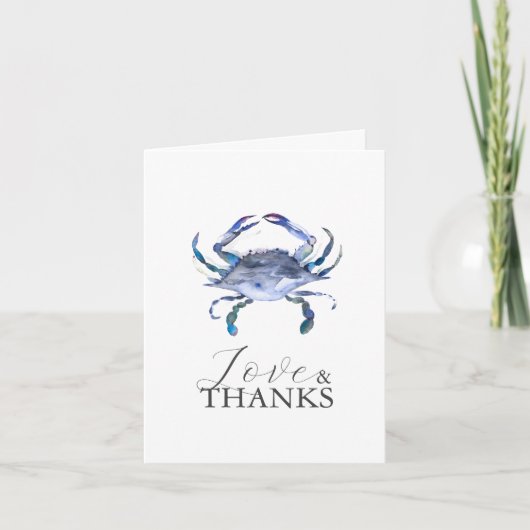 ビーチブライダルシャワーテーマカニサンキューカード サンキューカード (正面)