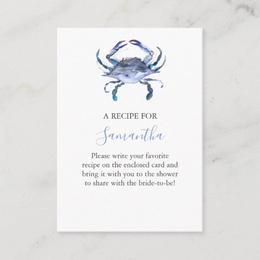 ビーチブライダルシャワーテーマレシピfor花嫁 エンクロージャーカード (正面)