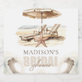 ビーチブライダルシャワーパーソナライズされたパステル スパークリングワインラベル (シングルラベル)