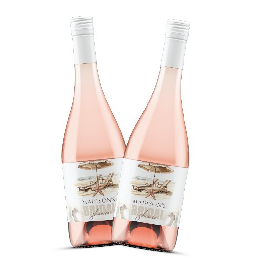 ビーチブライダルシャワーパーソナライズされたパステル スパークリングワインラベル