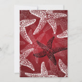 ビーチブライダルシャワーヒトデ赤 招待状 (正面)