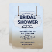 ビーチブライダルシャワーホワイトウッドサイン招待状 招待状 (正面/裏面)