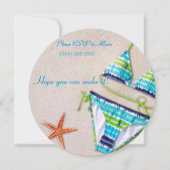 ビーチブライダルシャワー招待状ズブルービキニ 招待状 (裏面)