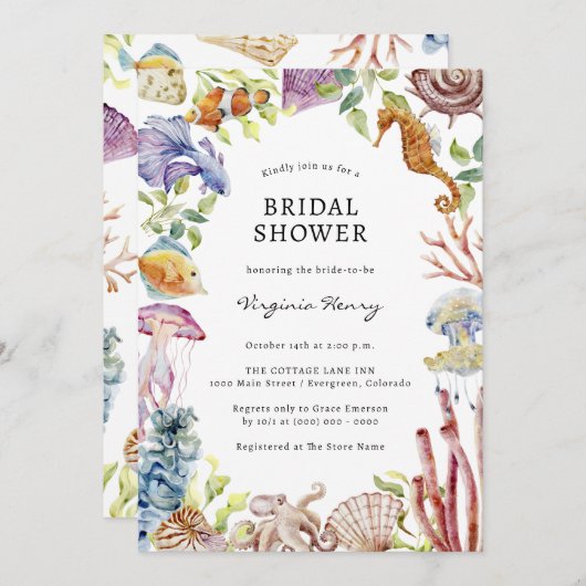 ビーチブライダルシャワー招待状 招待状 (正面/裏面)