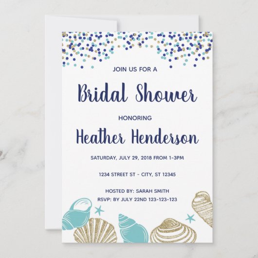 ビーチブライダルシャワー招待状 招待状 (正面)