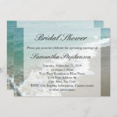 ビーチブライダルシャワー、ホワイト海サーフ 招待状 (正面/裏面)