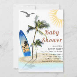 ビーチブランドカスタムサーフィンベビーシャワー 招待状
