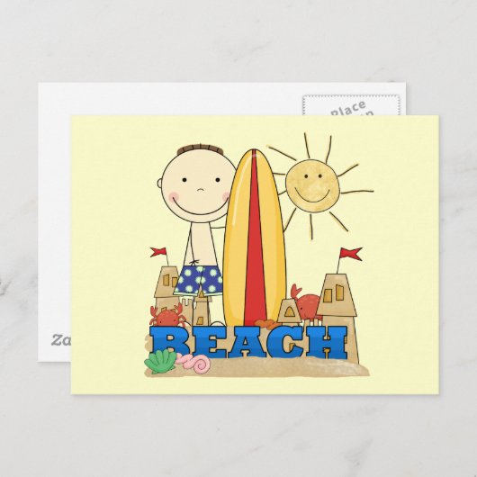 ビーチブルネットボーイTシャツとギフト ポストカード (正面/裏面)