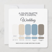ビーチブルーとサンドの結婚式カラーパレットカード 招待状 (正面)