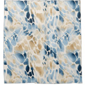 ビーチブルーとタン波の模様シャワーカーテン シャワーカーテン (正面)