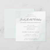 ビーチブルーの水彩筆致ワークショップイベント 招待状 (正面/裏面)