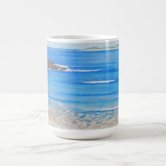 ビーチブルーウェーブオーストラリア絵を描アクリル コーヒーマグカップ (中央)