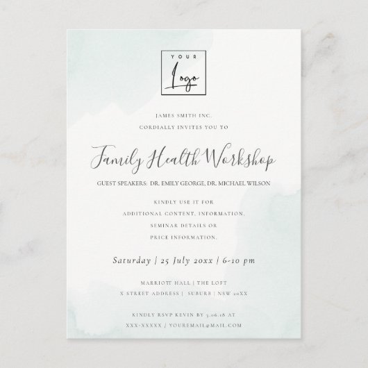 ビーチブルーウォーターカラーブラシストローク工房イベント ポストカード (正面)