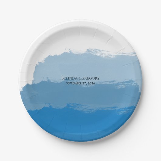 ビーチブルーウォーター結婚カラー ペーパープレート (正面)