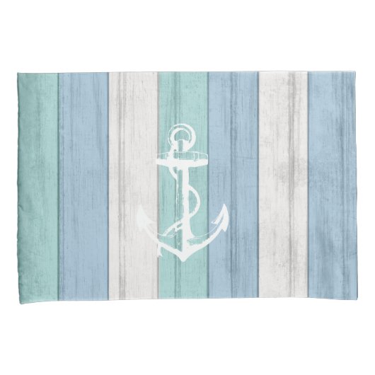 ビーチブルーウッド航海のストライプいかり 枕カバー (正面右)