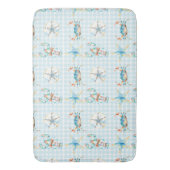 ビーチブルーカニ、ロブスター、ヒトデ、サンドドル バスマット (正面縦)