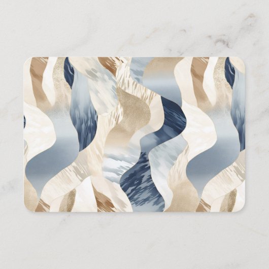 ビーチブルークリームサンドアイボリー抽象芸術ウェディングRSVP エンクロージャーカード (裏面)