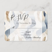 ビーチブルークリームサンドアイボリー抽象芸術ウェディングRSVP エンクロージャーカード (正面)