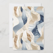 ビーチブルークリームサンドアイボリー抽象芸術ブライダルシャワー 招待状 (裏面)