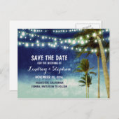 ビーチブルーグラデーションの日付はがきを保存 案内ポストカード (正面/裏面)