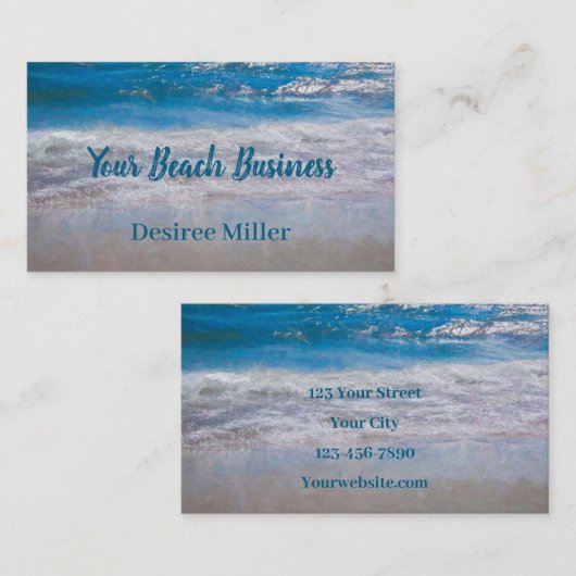 ビーチブルーコースタル海ウェーブトロピカルアート 名刺 (正面/裏面)
