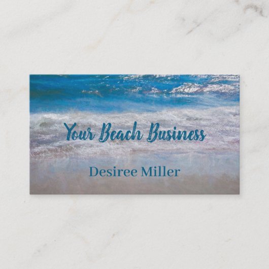 ビーチブルーコースタル海ウェーブトロピカルアート 名刺 (正面)