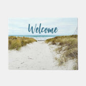 ビーチブルーサンドカスタムフォトホームへようこそ ドアマット (正面)