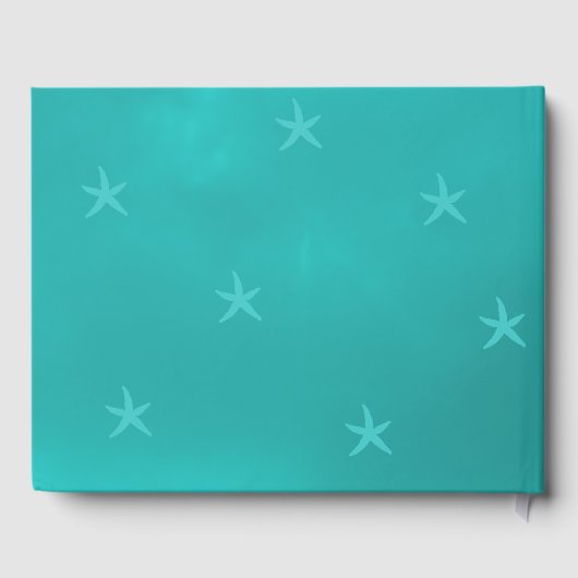 ビーチブルーターコイズの結婚ヒトデの写真 ゲストブック (裏面)