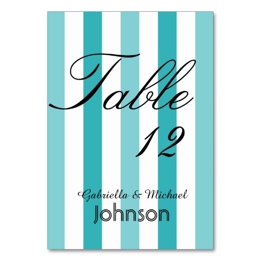 ビーチブルーターコイズストライプのテーブル番号 テーブルナンバー (正面)