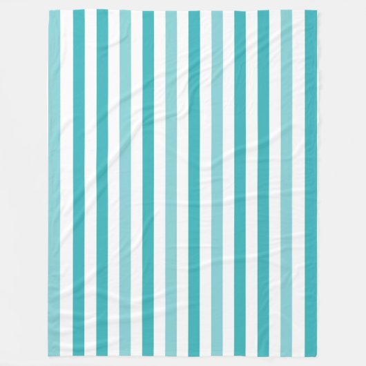 ビーチブルーターコイズストライプ フリースブランケット (正面)