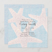 ビーチブルーバーラップスターフィッシュエレガントなウェディングブライダル 招待状 (正面/裏面)